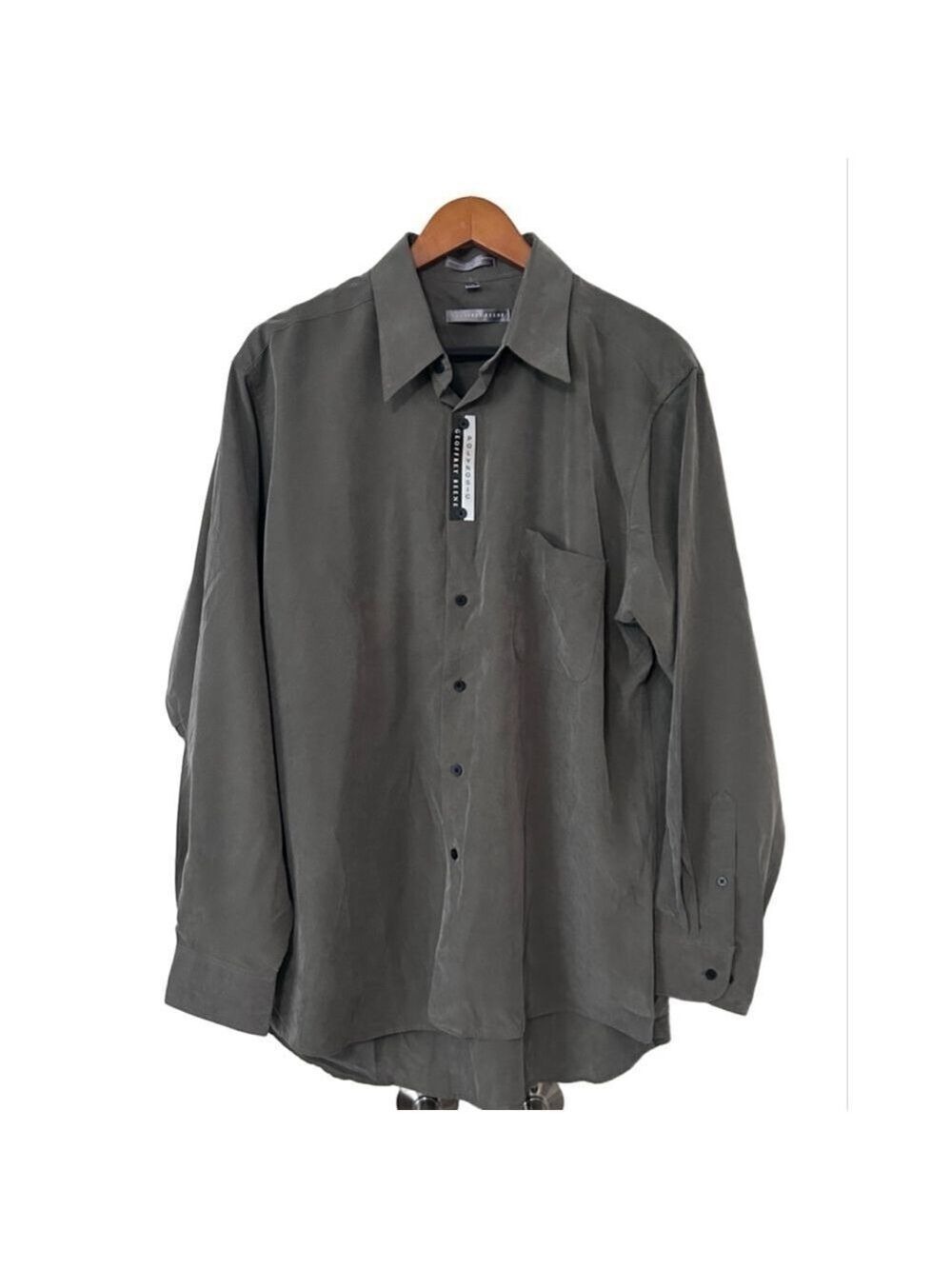 Geoffrey Beene Mens Olive Dress Shirt L 16 34/35 Button Down NWT
